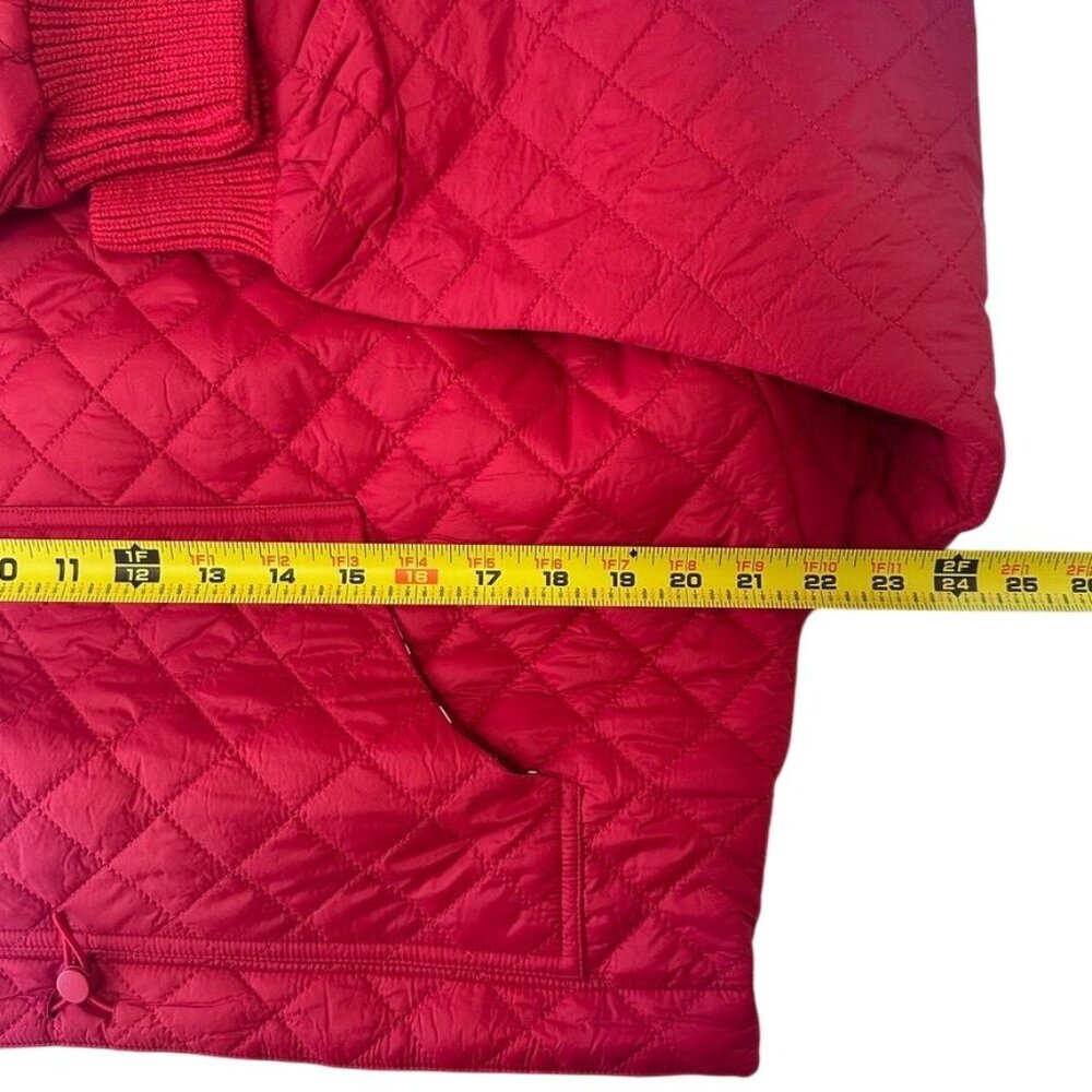 DESIGUAL Red Quilted Padded Hoodie With Patches Cropped Sz M NWT Puffer Pullover - Picture 11 of 12